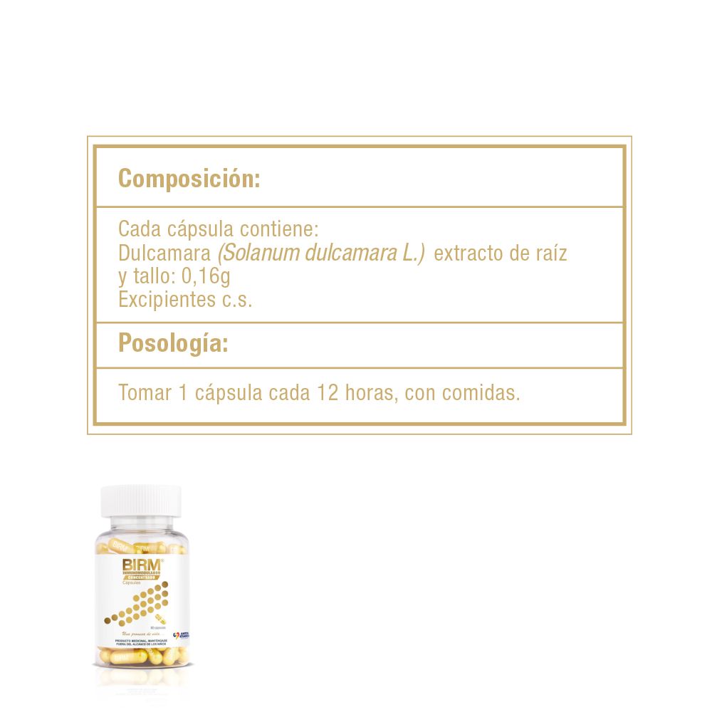 Ingredientes y posología de BIRM Concentrado en cápsulas.
